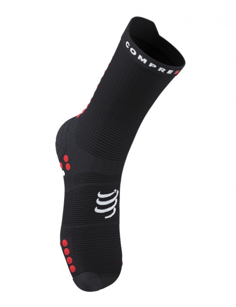 Compressport Pro Racing Socks v4.0 Run High Unisex Čarape Crne Crvene | 249-IBMPNQ