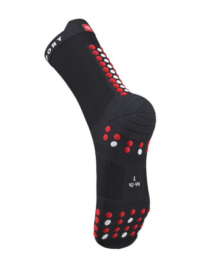 Compressport Pro Racing Socks v4.0 Run High Unisex Čarape Crne Crvene | 249-IBMPNQ