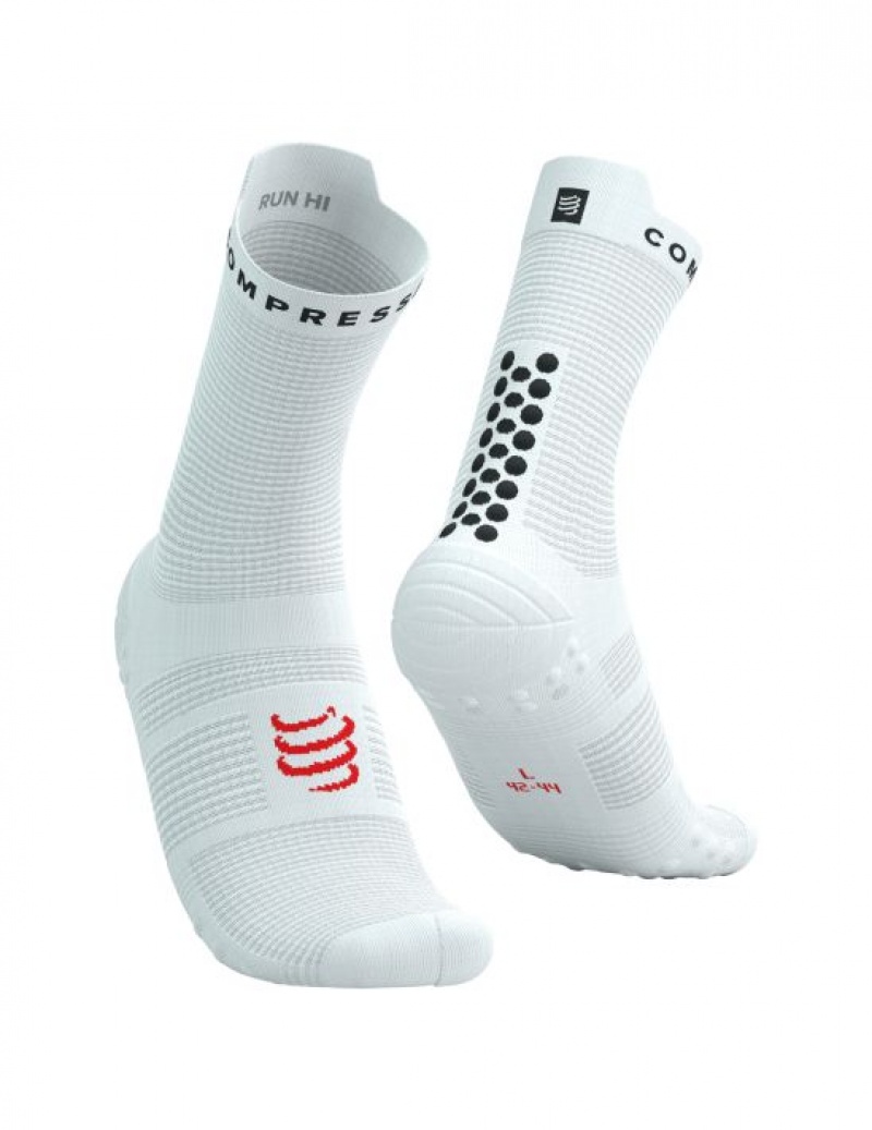 Compressport Pro Racing Socks v4.0 Run High Muške Čarape Za Trčanje Bijele Crne | 051-RTXAKM