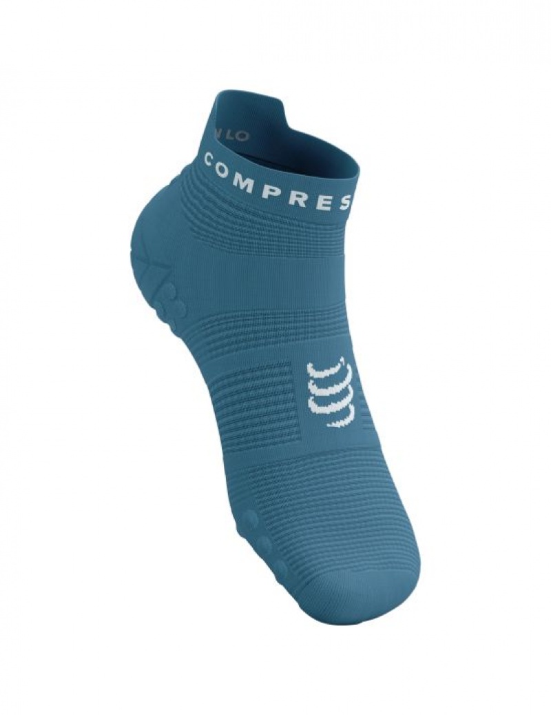 Compressport Pro Racing Socks v4.0 Run Low Muške Čarape Za Trčanje Plave Bijele | 829-SNFIUP