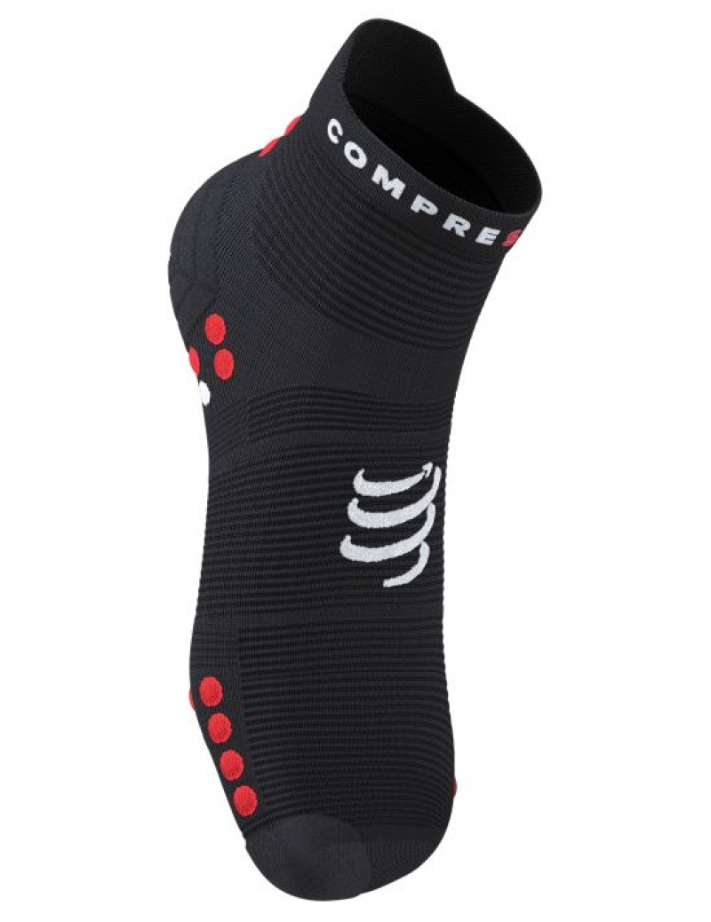 Compressport Pro Racing Socks v4.0 Run Low Muške Čarape Za Trčanje Crne Crvene | 718-YCHEVQ