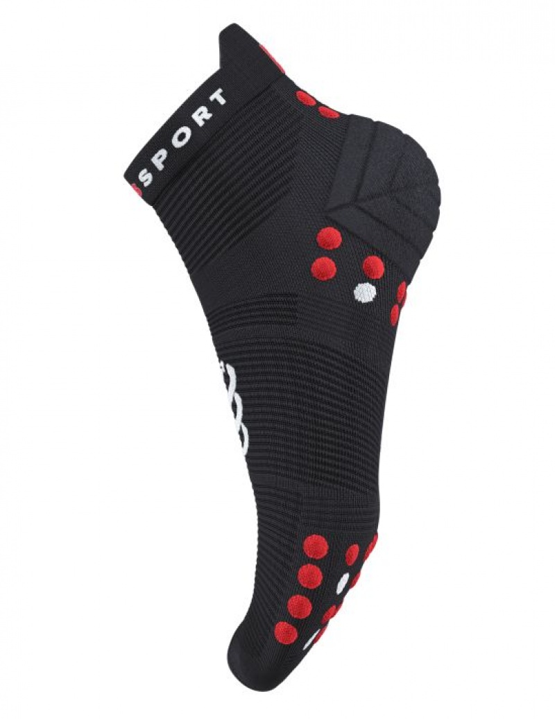 Compressport Pro Racing Socks v4.0 Run Low Muške Čarape Za Trčanje Crne Crvene | 718-YCHEVQ