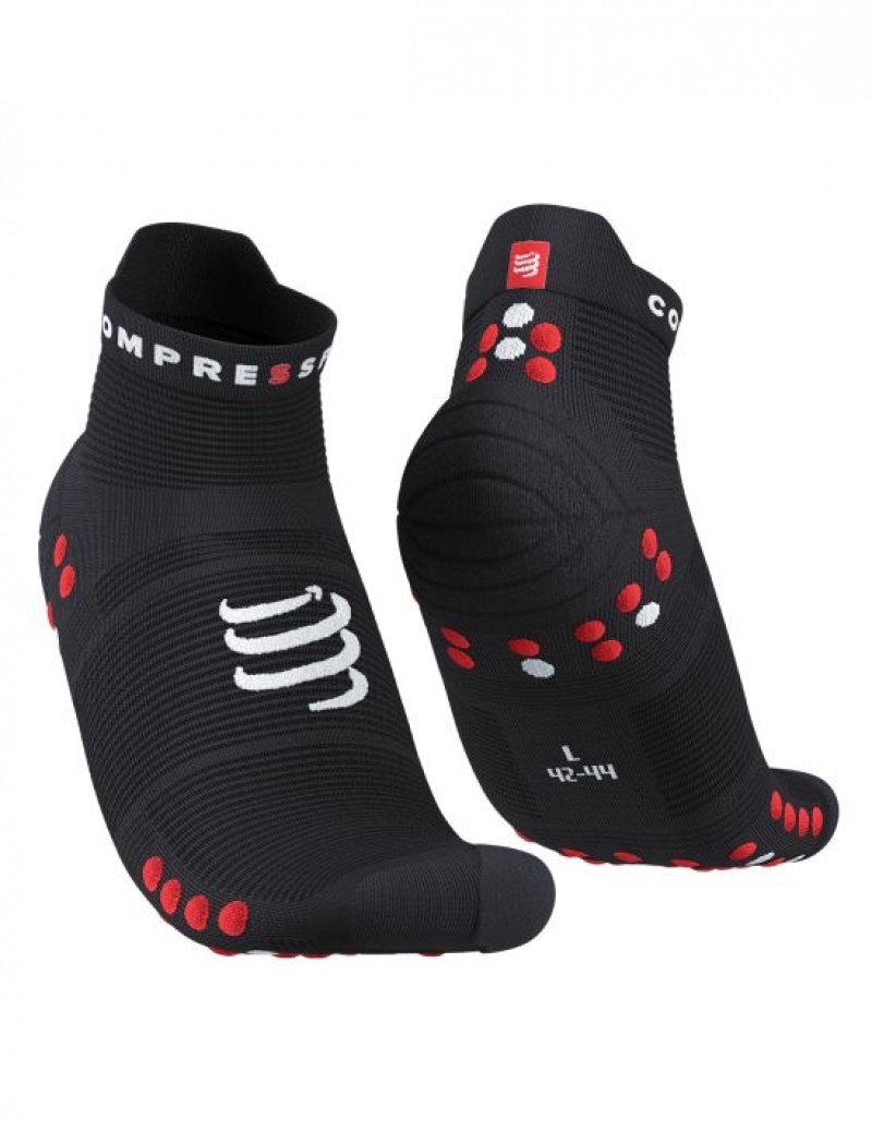 Compressport Pro Racing Socks v4.0 Run Low Muške Čarape Za Trčanje Crne Crvene | 718-YCHEVQ