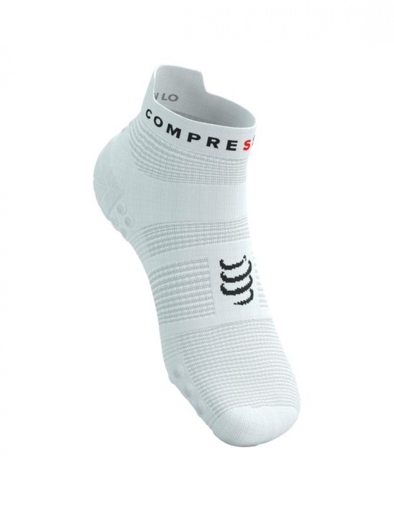 Compressport Pro Racing Socks v4.0 Run Low Muške Čarape Za Trčanje Bijele Crne | 938-ZMLRIF