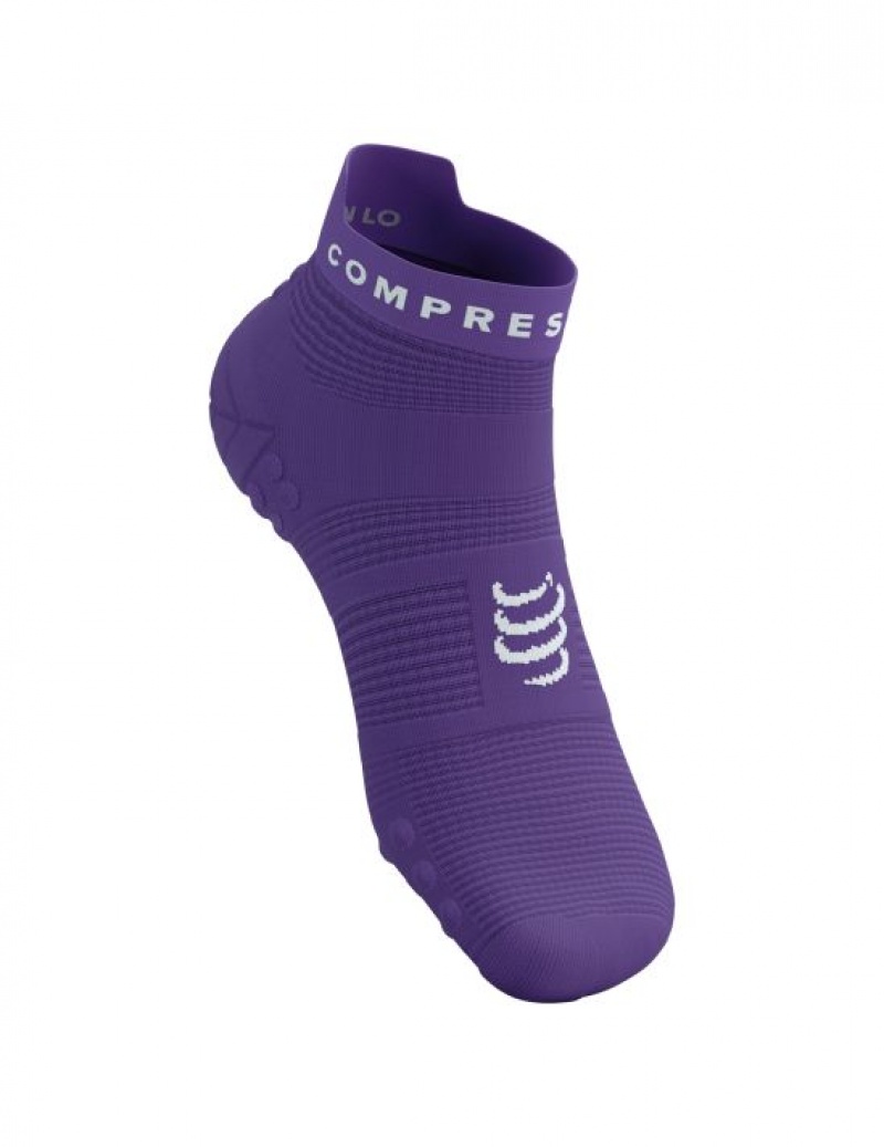 Compressport Pro Racing Socks v4.0 Run Low Muške Čarape Za Trčanje Ljubičaste Bijele | 109-TXUONE