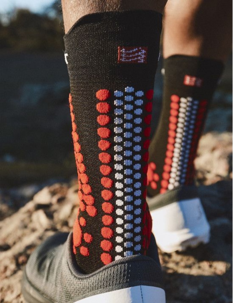 Compressport Pro Racing Socks v4.0 Trail Muške Čarape Za Trčanje Crne Crvene | 865-TCWEPL