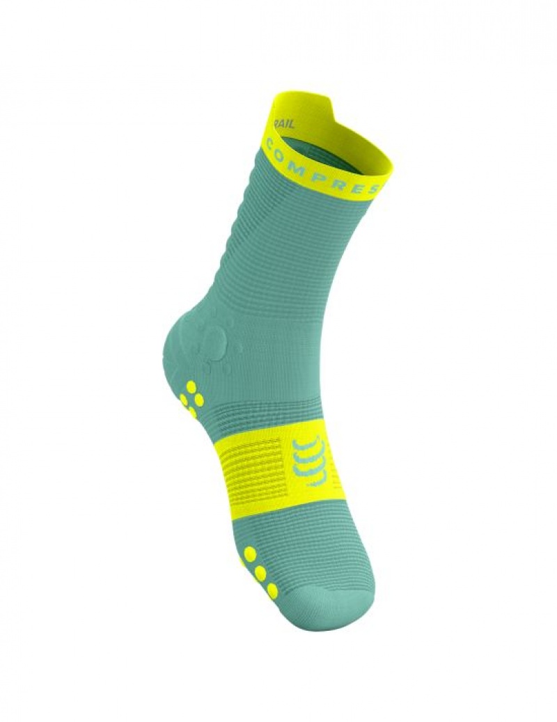 Compressport Pro Racing Socks v4.0 Trail Muške Čarape Za Trčanje Plave Žute | 859-AFLEGM