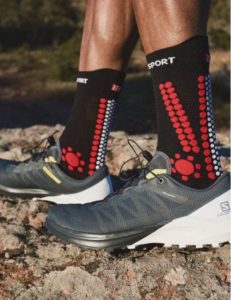 Compressport Pro Racing Socks v4.0 Trail Unisex Čarape Crne Crvene | 605-KTUZFV