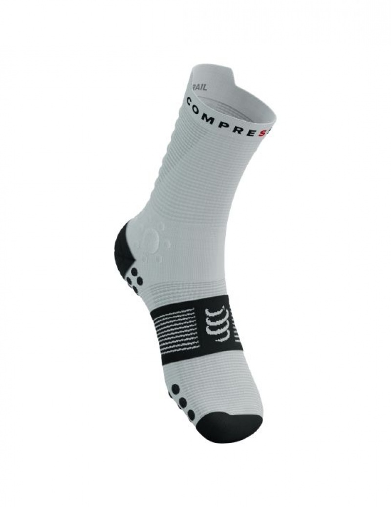 Compressport Pro Racing Socks v4.0 Trail Unisex Čarape Bijele Crne | 246-BGOPQU