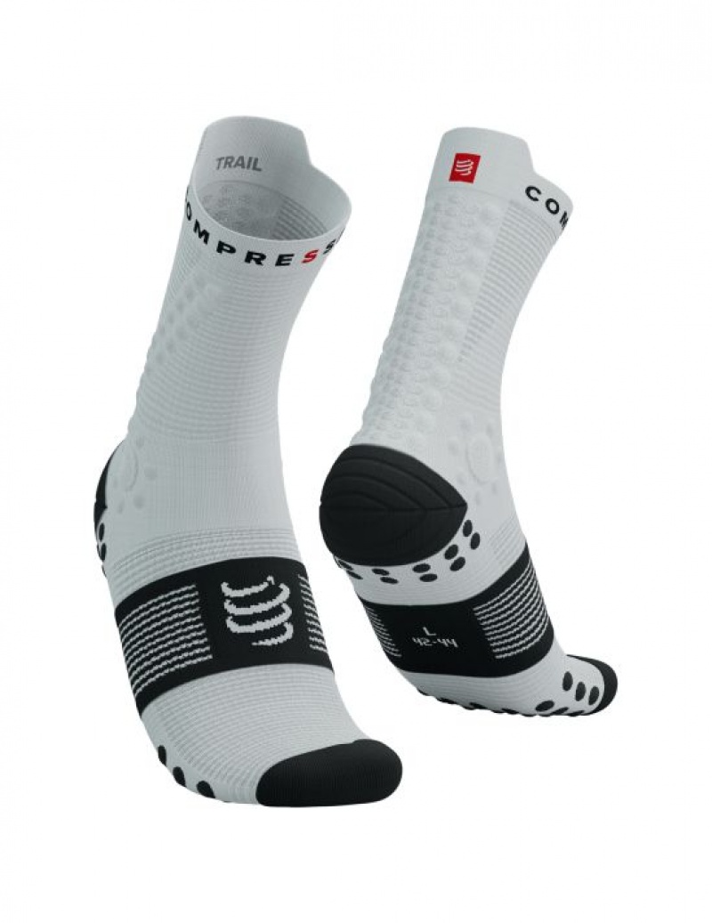 Compressport Pro Racing Socks v4.0 Trail Unisex Čarape Bijele Crne | 246-BGOPQU