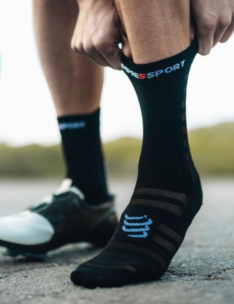 Compressport Pro Racing Socks v4.0 Ultralight Bike Unisex Čarape Crne Bijele | 743-BCUNZQ