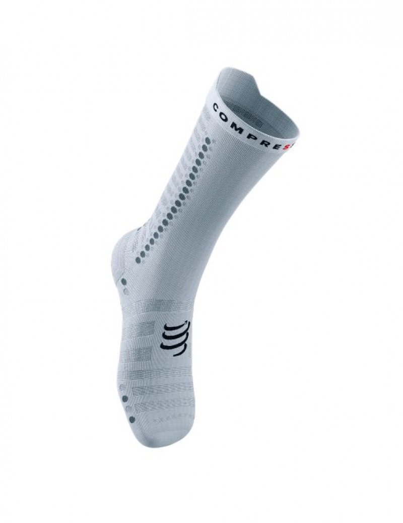 Compressport Pro Racing Socks v4.0 Ultralight Bike Muške Cycling Socks Bijele Crne | 741-IHTLKA