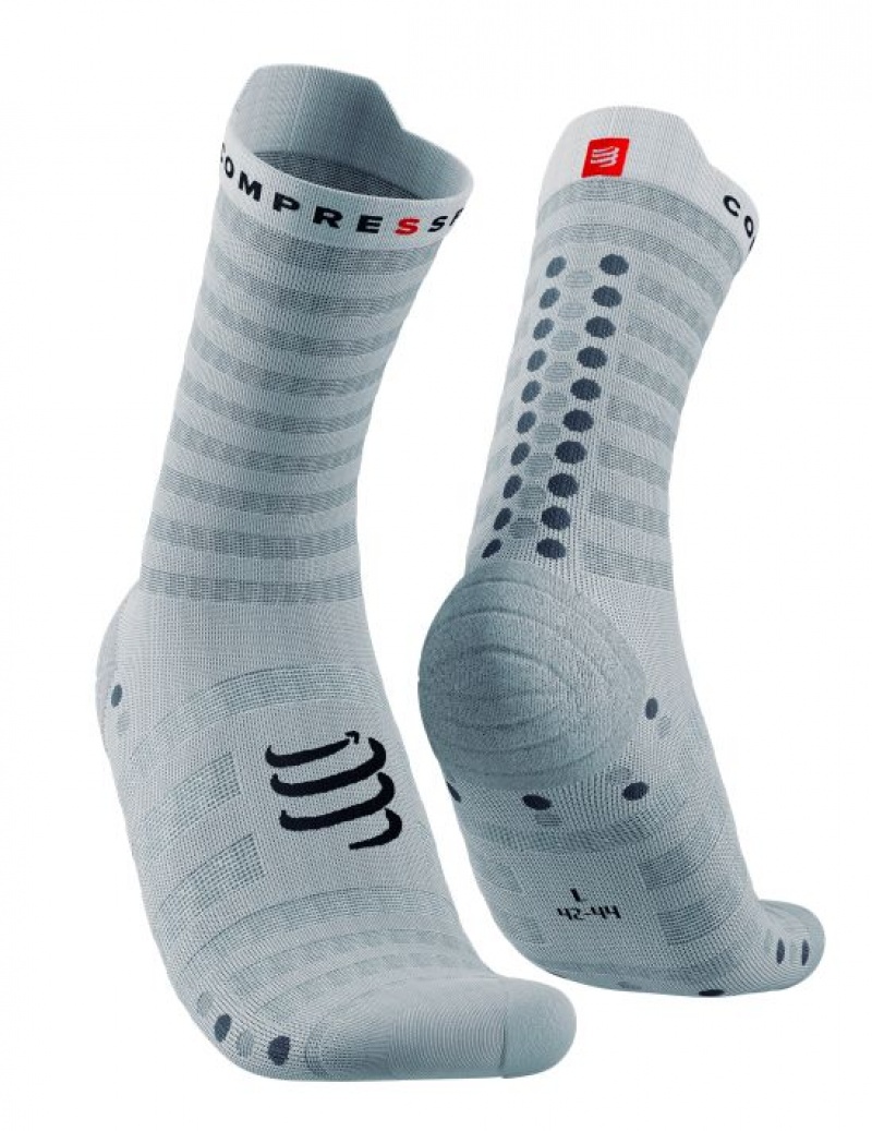 Compressport Pro Racing Socks v4.0 Ultralight Run High Muške Čarape Za Trčanje Bijele | 724-JNKPXY