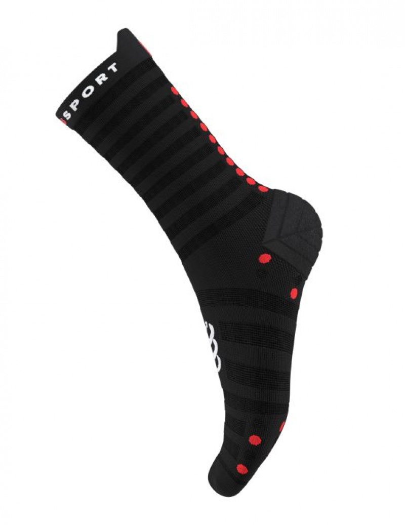 Compressport Pro Racing Socks v4.0 Ultralight Run High Muške Čarape Za Trčanje Crne Crvene | 946-MEPNDC