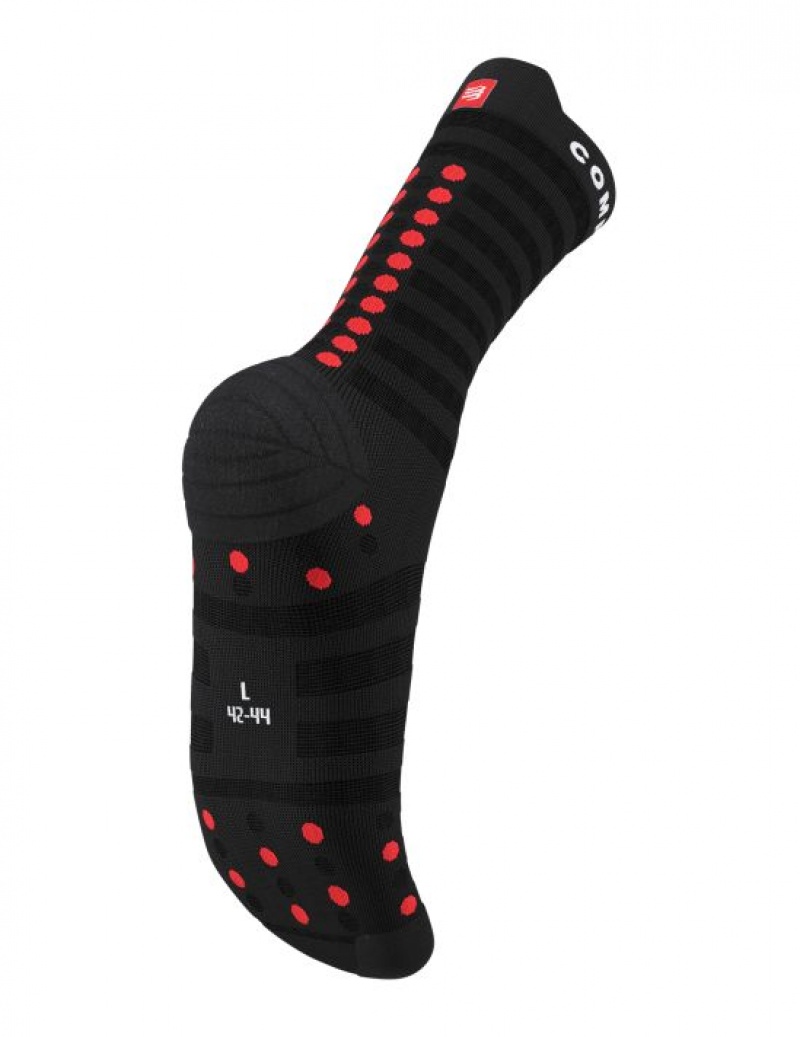 Compressport Pro Racing Socks v4.0 Ultralight Run High Muške Čarape Za Trčanje Crne Crvene | 946-MEPNDC