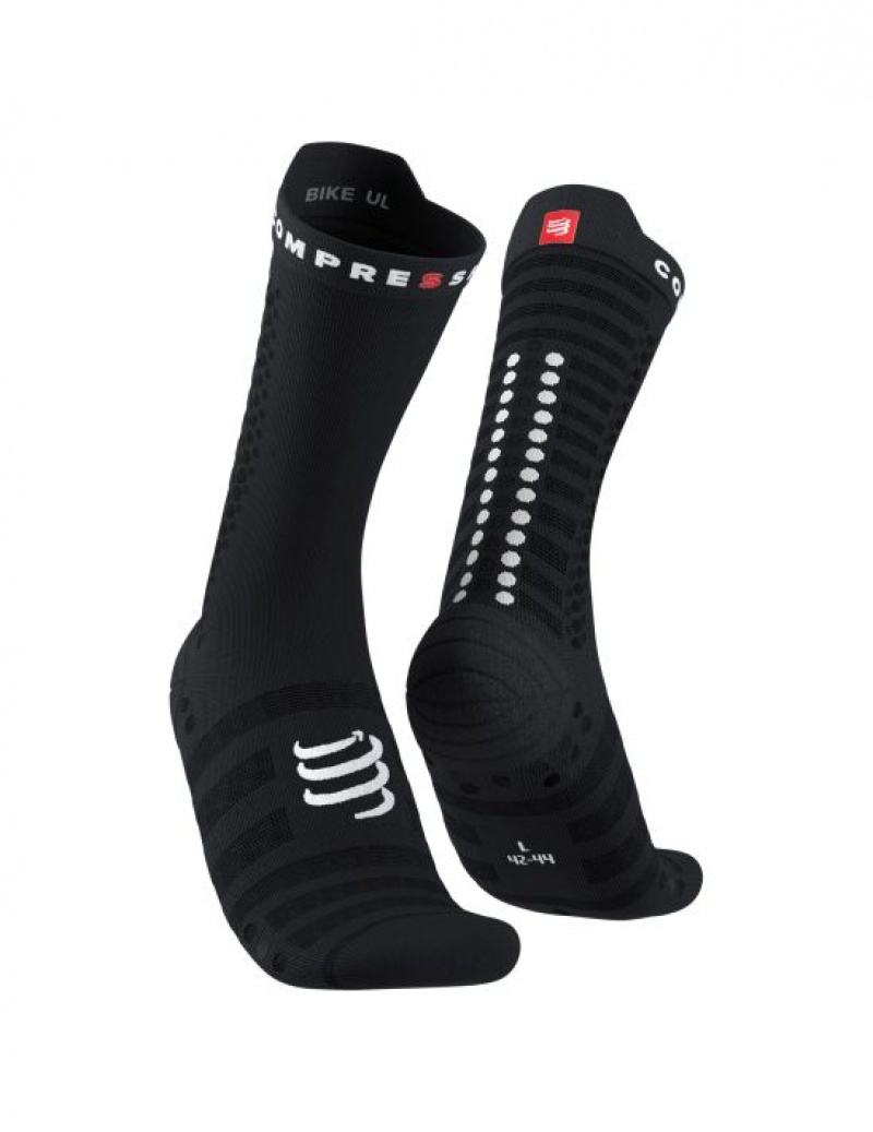 Compressport Pro Racing Socks v4.0 Ultralight Bike Muške Cycling Socks Crne Bijele | 061-DMVIRQ