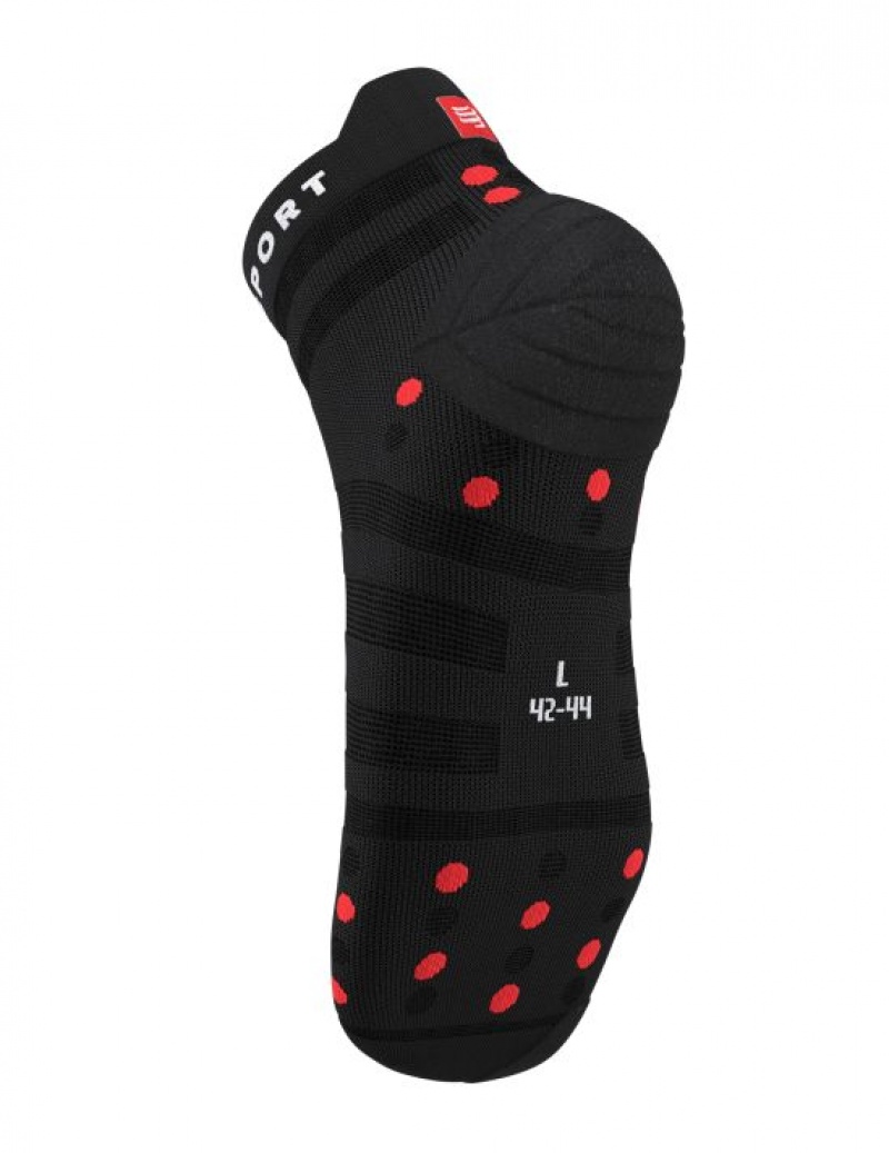 Compressport Pro Racing Socks v4.0 Ultralight Run Low Unisex Čarape Crne Crvene | 025-ZJBUVW