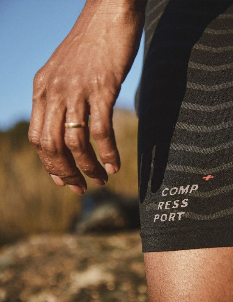 Compressport Seamless Boxer M Muške Kratke Hlače Crne Sive | 265-ITDEMH