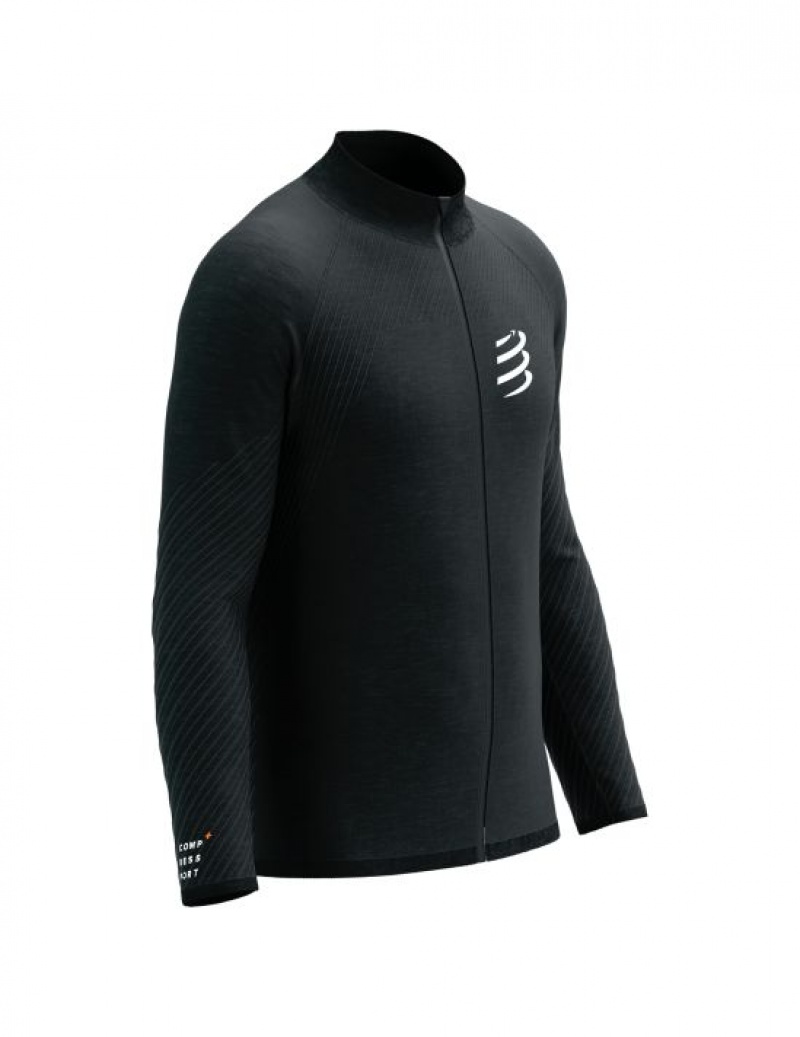 Compressport Seamless Zip Sweatshirt Muške Jakna Za Trčanje Crne | 861-GCUIVE