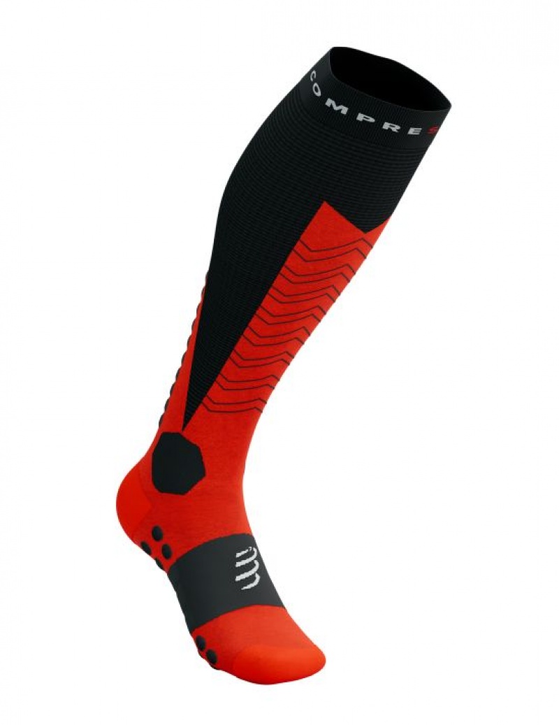 Compressport Ski Mountaineering Full Socks Muške High Socks Crne Crvene | 391-OYNZDA