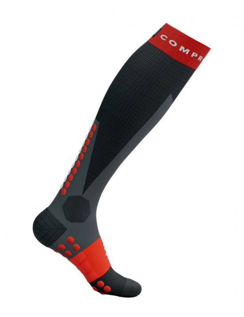 Compressport Ski Touring Full Socks Muške High Socks Crne Crvene | 971-MCRBJZ