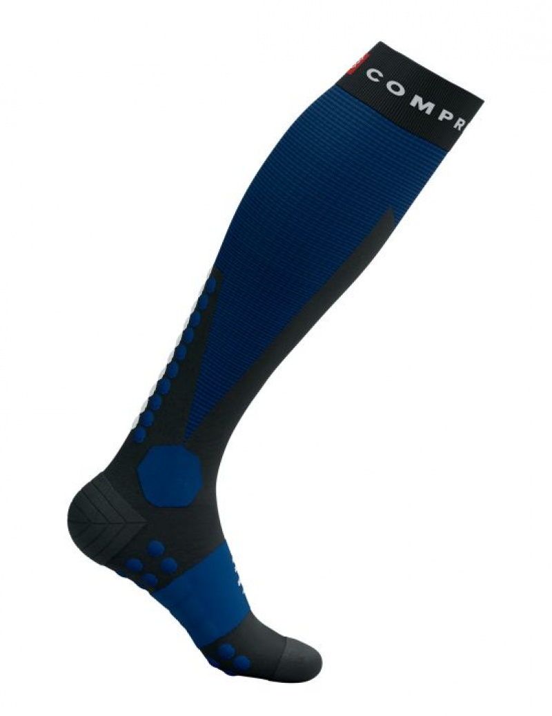 Compressport Ski Touring Full Socks Muške High Socks Crne Plave | 320-PLHJCW