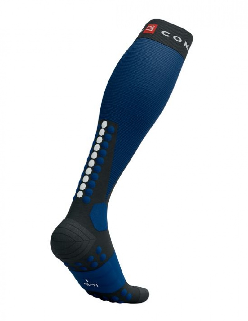 Compressport Ski Touring Full Socks Muške High Socks Crne Plave | 320-PLHJCW