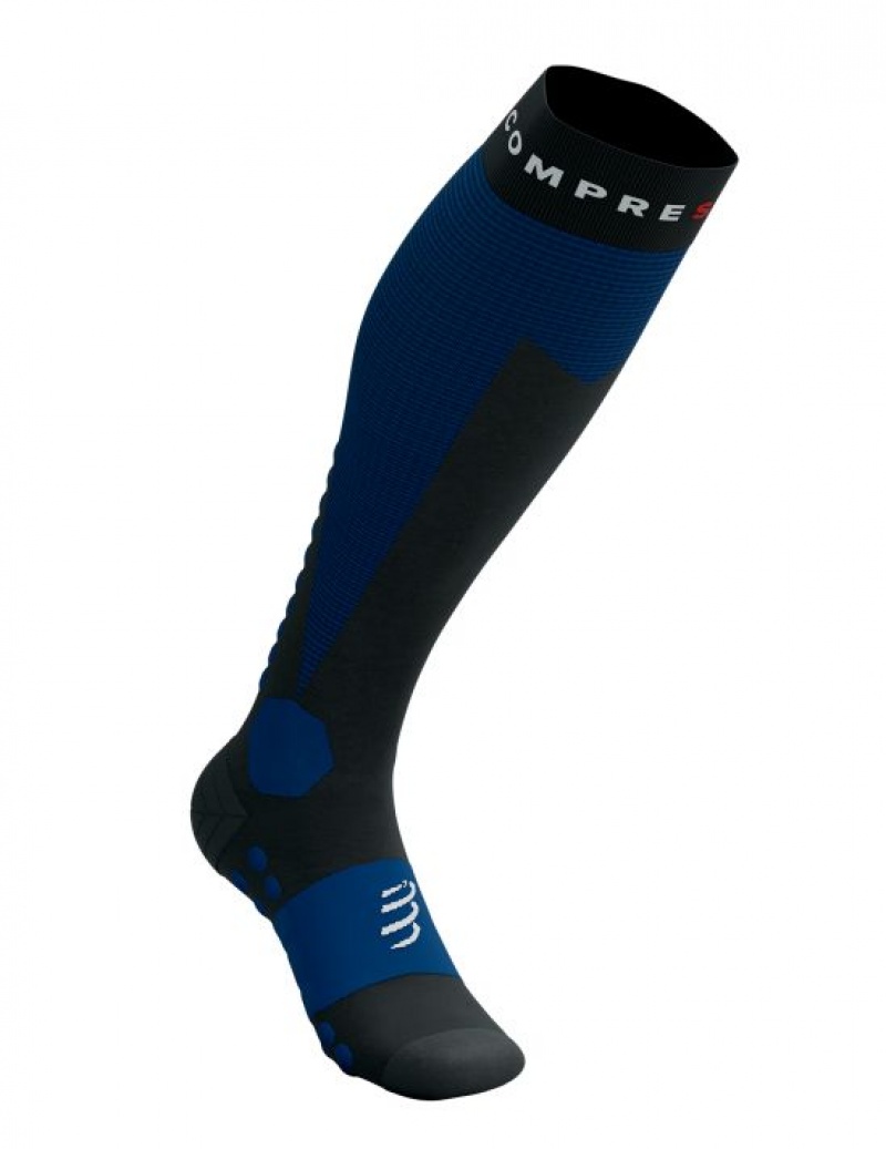 Compressport Ski Touring Full Socks Muške High Socks Crne Plave | 320-PLHJCW