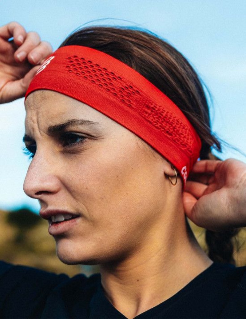 Compressport Thin Headband On/Off Muške Traka Za Glavu Crvene | 280-VELWKQ