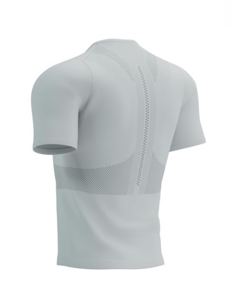 Compressport Trail Half-Zip Fitted SS Top Muške Majice Bijele | 095-RDMNUT