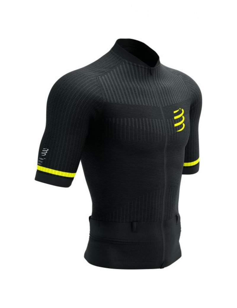 Compressport Trail Postural SS Top M Unisex Majice Crne Žute | 645-LNFQXY