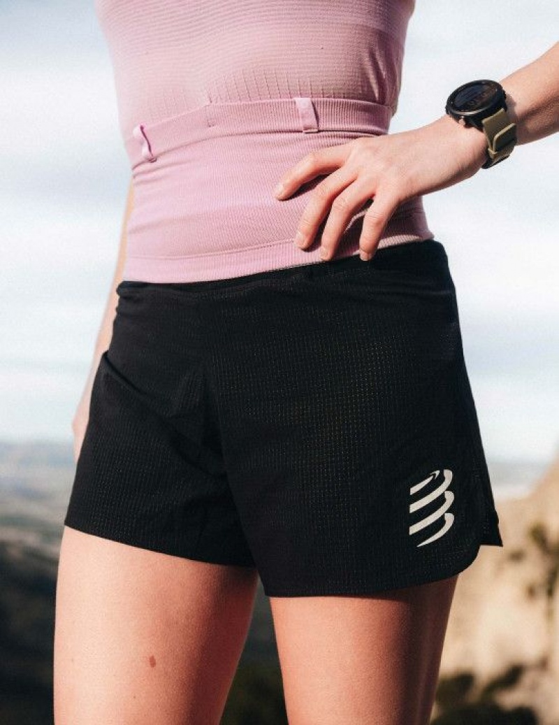 Compressport Trail Racing Short W Unisex Kratke Hlače Crne | 470-LBNXSC