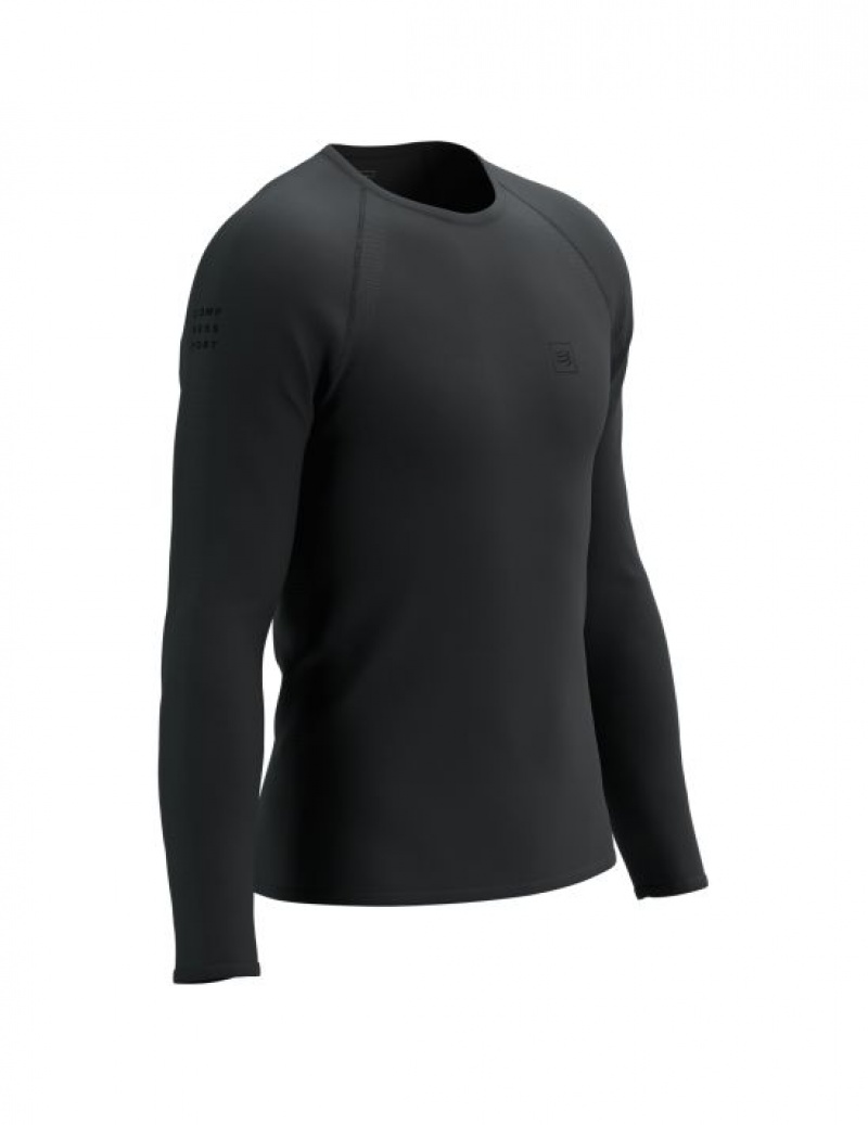 Compressport Training LS Tshirt Muške Majice Crne | 401-HNCMRP