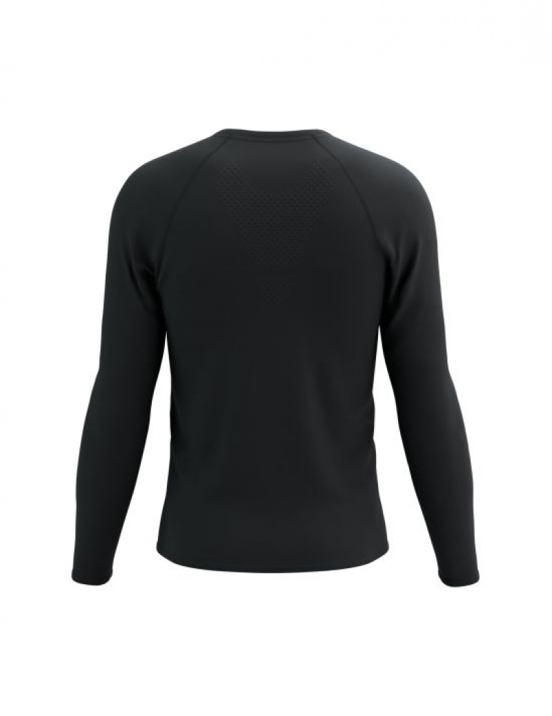 Compressport Training LS Tshirt Unisex Majice Crne | 027-QLMZAX