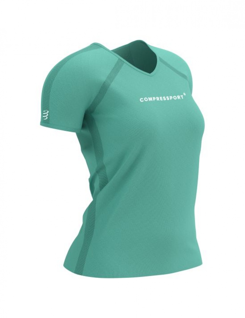 Compressport Training SS Logo Tshirt W Unisex Majice Plave | 916-CJSLWM