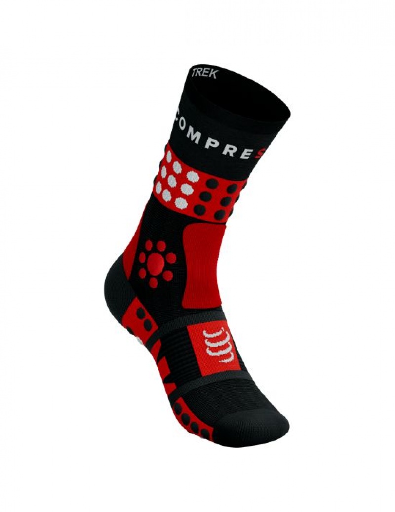 Compressport Trekking Socks Muške Hiking Socks Crne Crvene Bijele | 782-BYHVKL