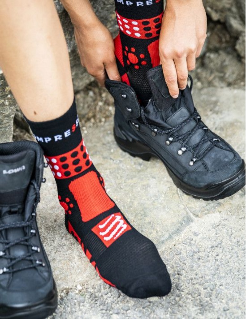 Compressport Trekking Socks Muške Hiking Socks Crne Crvene Bijele | 782-BYHVKL