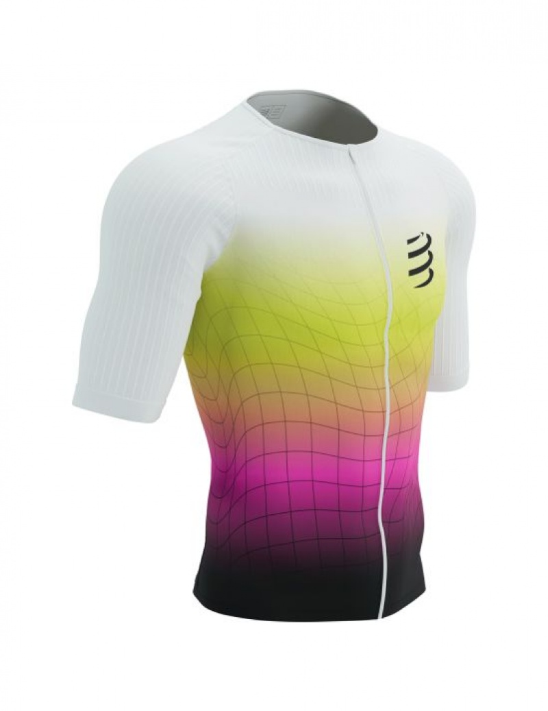 Compressport Tri Postural Aero SS Top M Unisex Majice Žute Roze | 760-MQGUID