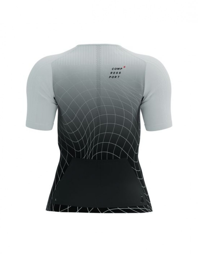 Compressport Tri Postural Aero SS Top W Ženske Majice Crne Bijele | 624-NDOTBI