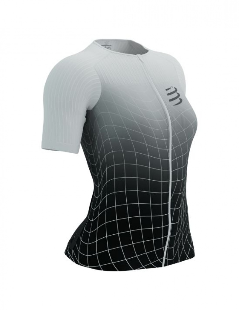 Compressport Tri Postural Aero SS Top W Ženske Majice Crne Bijele | 624-NDOTBI