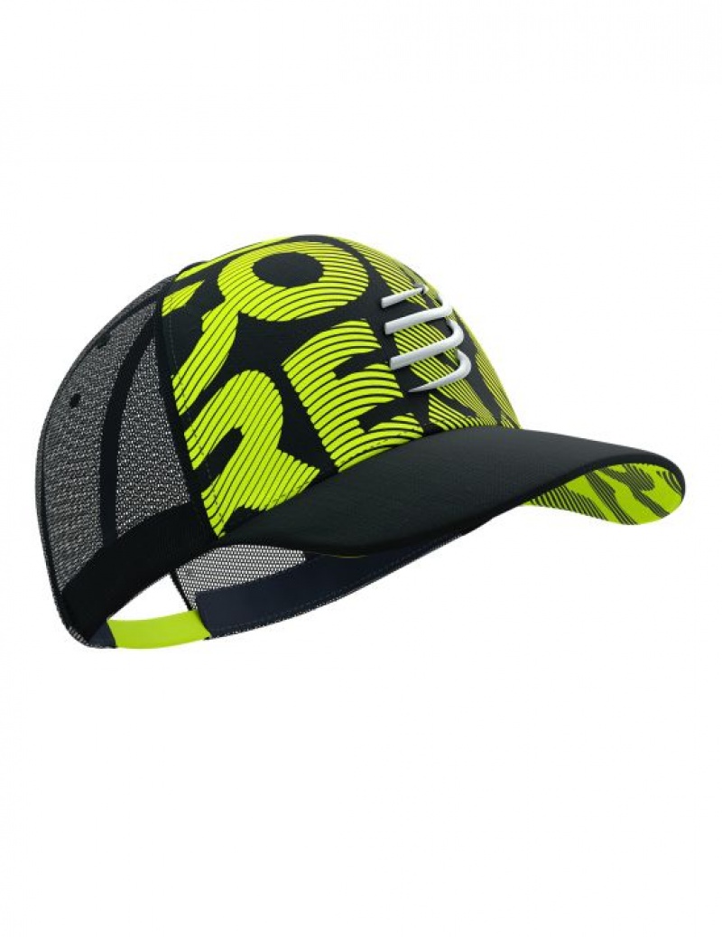 Compressport Trucker Cap Flash Muške Kape Crne Žute | 984-DSIKPQ