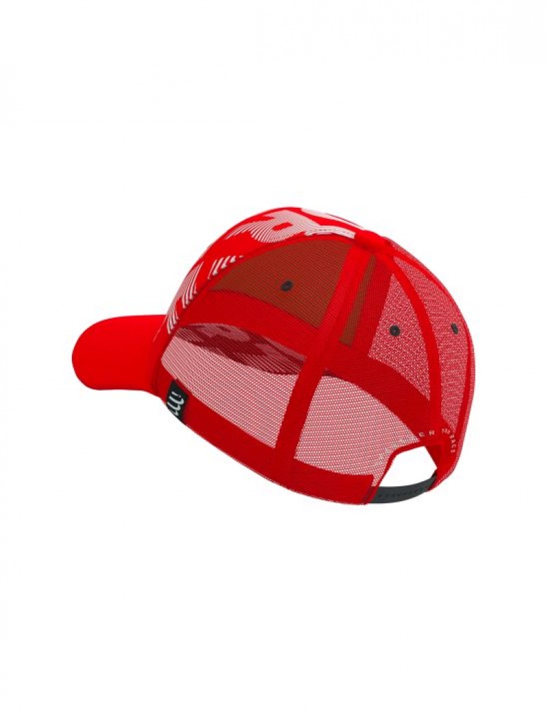 Compressport Trucker Cap Ženske Kape Crvene Bijele | 283-CWZQBX