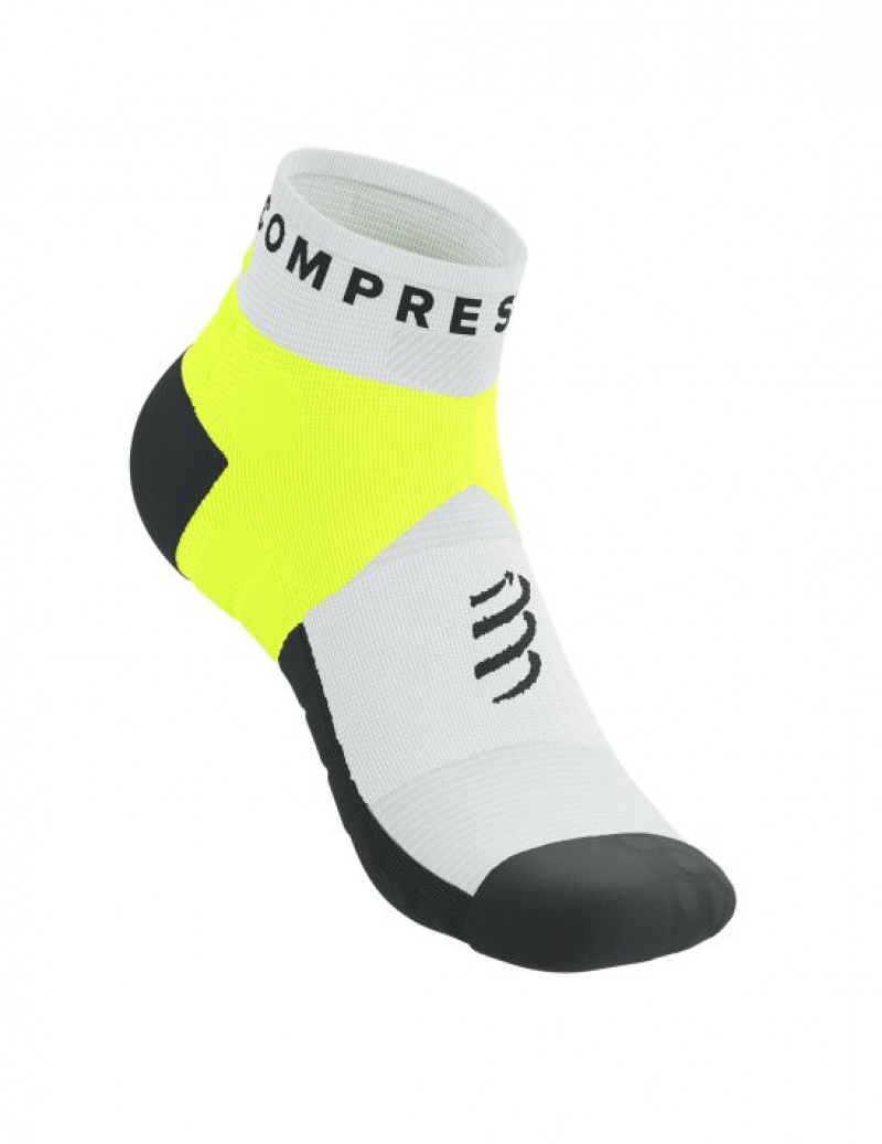 Compressport Ultra Trail Low Socks Muške Čarape Za Trčanje Bijele Žute | 205-XUOVEI