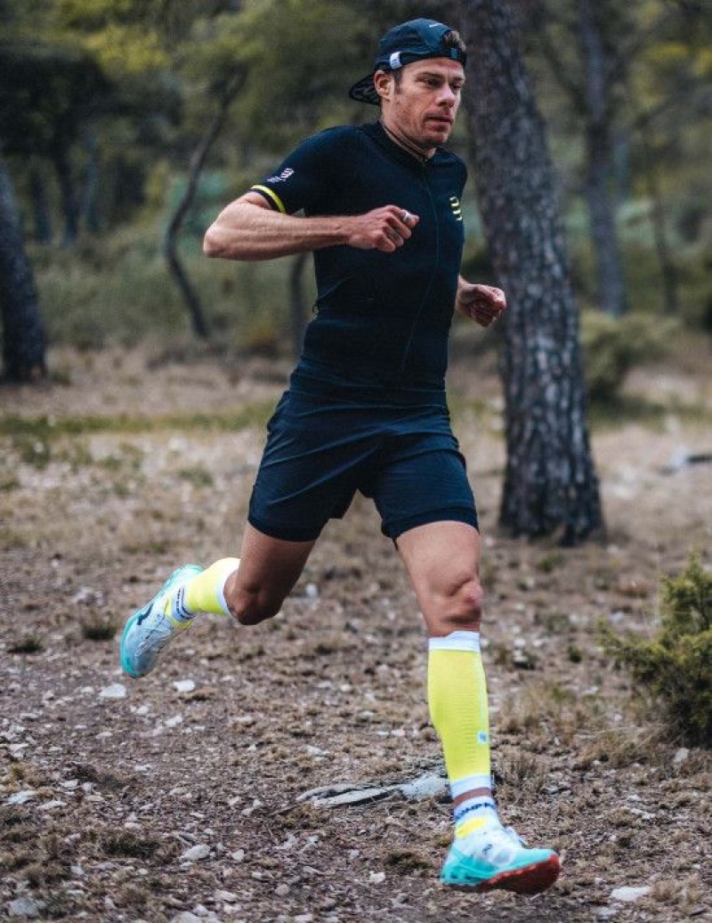 Compressport Ultra Trail Low Socks Muške Čarape Za Trčanje Bijele Žute | 205-XUOVEI