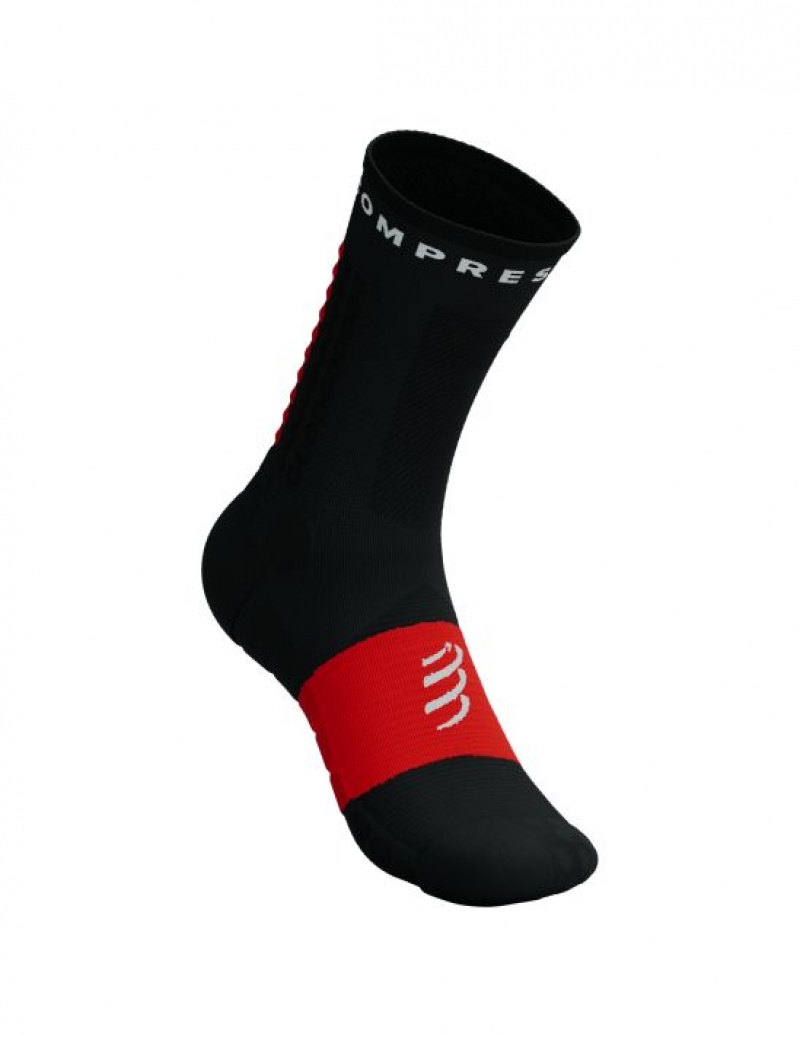 Compressport Ultra Trail Socks V2.0 Muške Čarape Za Trčanje Crne Crvene | 348-WPVTHQ