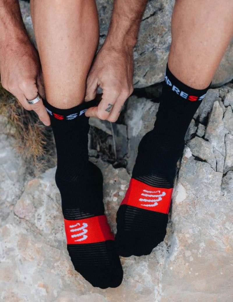 Compressport Ultra Trail Socks V2.0 Unisex Čarape Crne Crvene | 790-RHMFGX