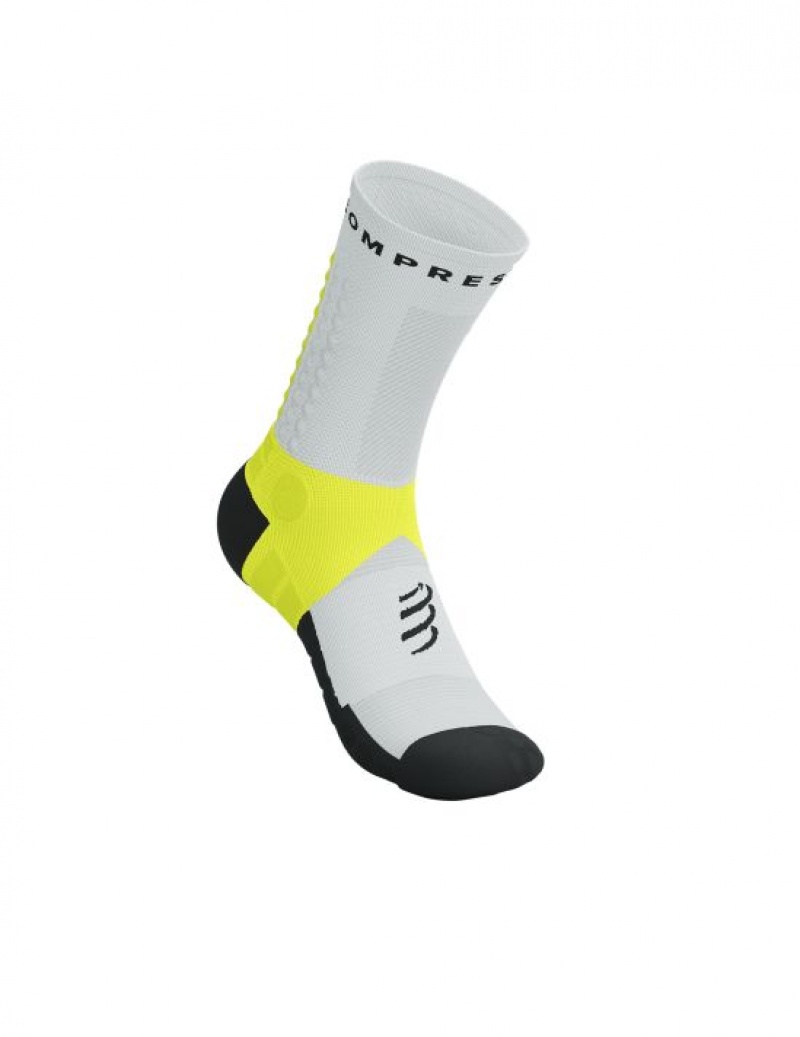 Compressport Ultra Trail Socks V2.0 Unisex Čarape Bijele Žute | 563-UVPXKC